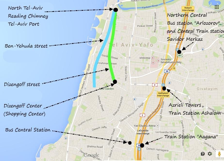 kat jeyografik nan Tel Aviv transpò piblik
