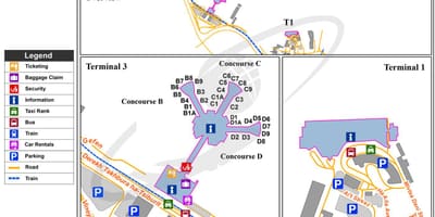 Ben guryon ayewopò nan tèminal 1 kat jeyografik